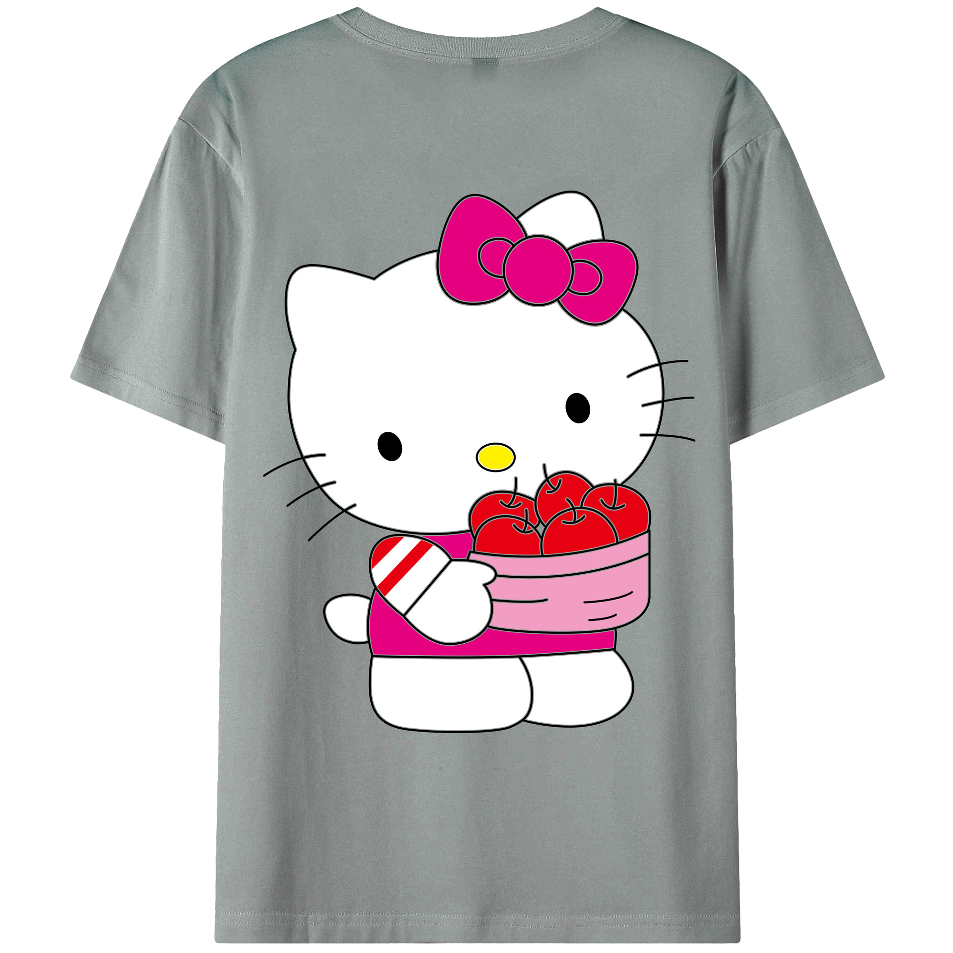 （画像用） Hello Kitty ハローキティ 綿100％ メンズ半袖Tシャツ（バックプリント） 通気性